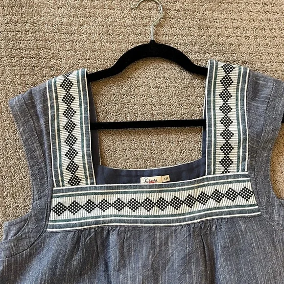 Faherty Hailee Dress Navy Jacquard Small - Picture 9 of 11